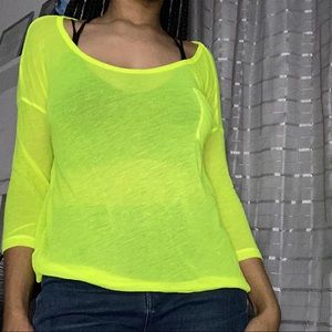 Neon yellow sheer top